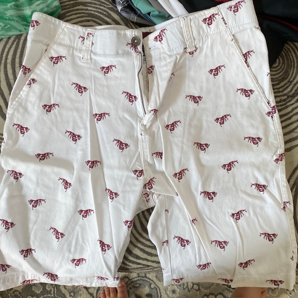 Brand new never worn white shorts with lobsters on them.